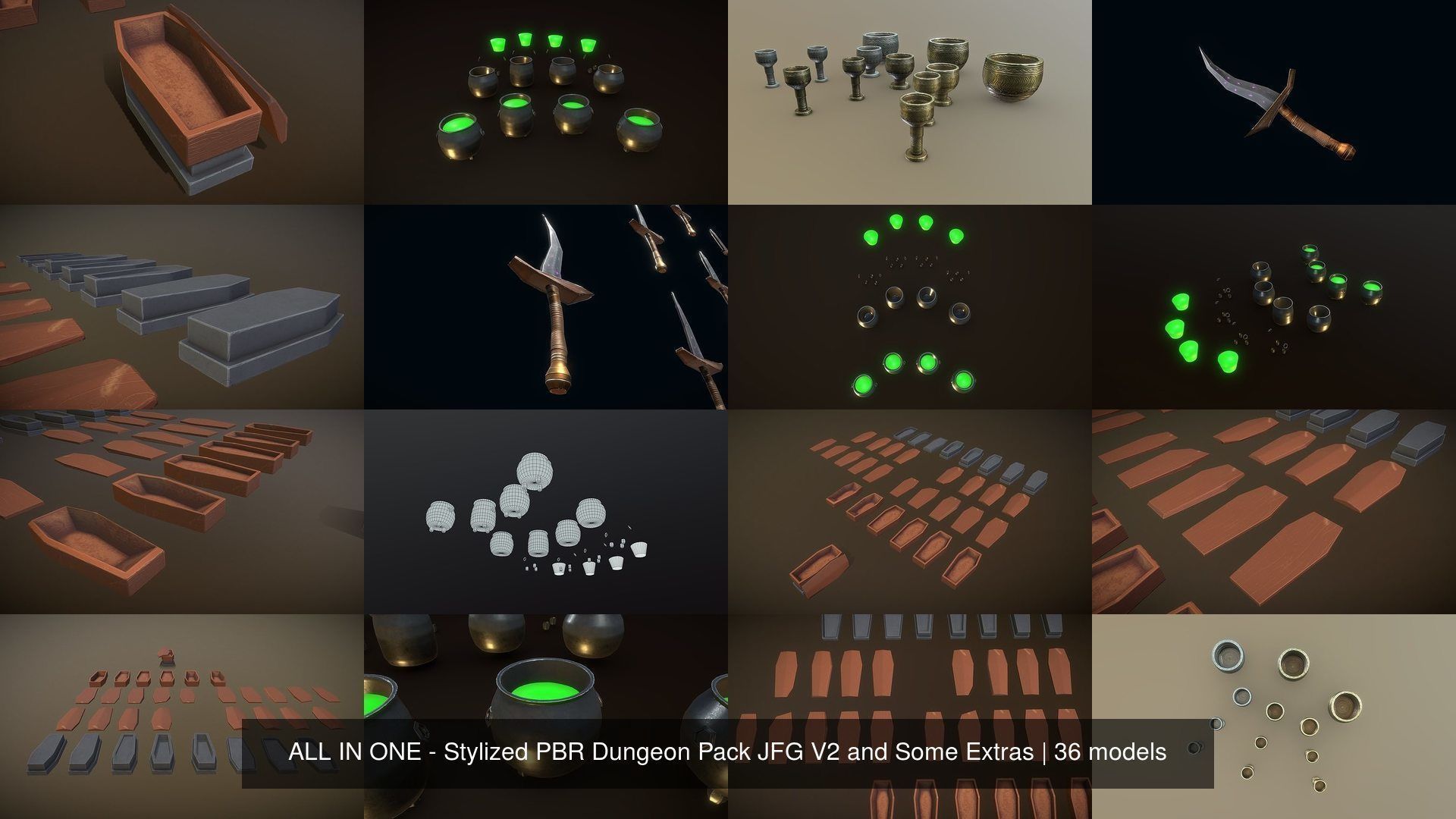 ALL IN ONE 2022 Stylized PBR Dungeon Pack JFG V2 and Some Extras 3D Model Collection_22