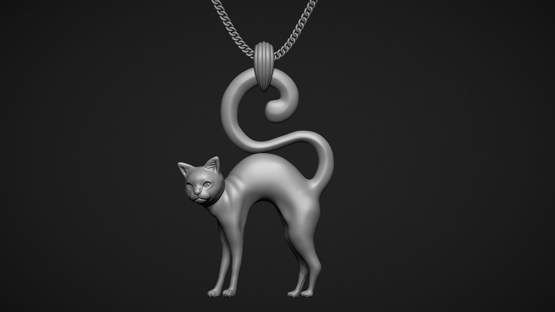 Cat Pendant 3D print model_4