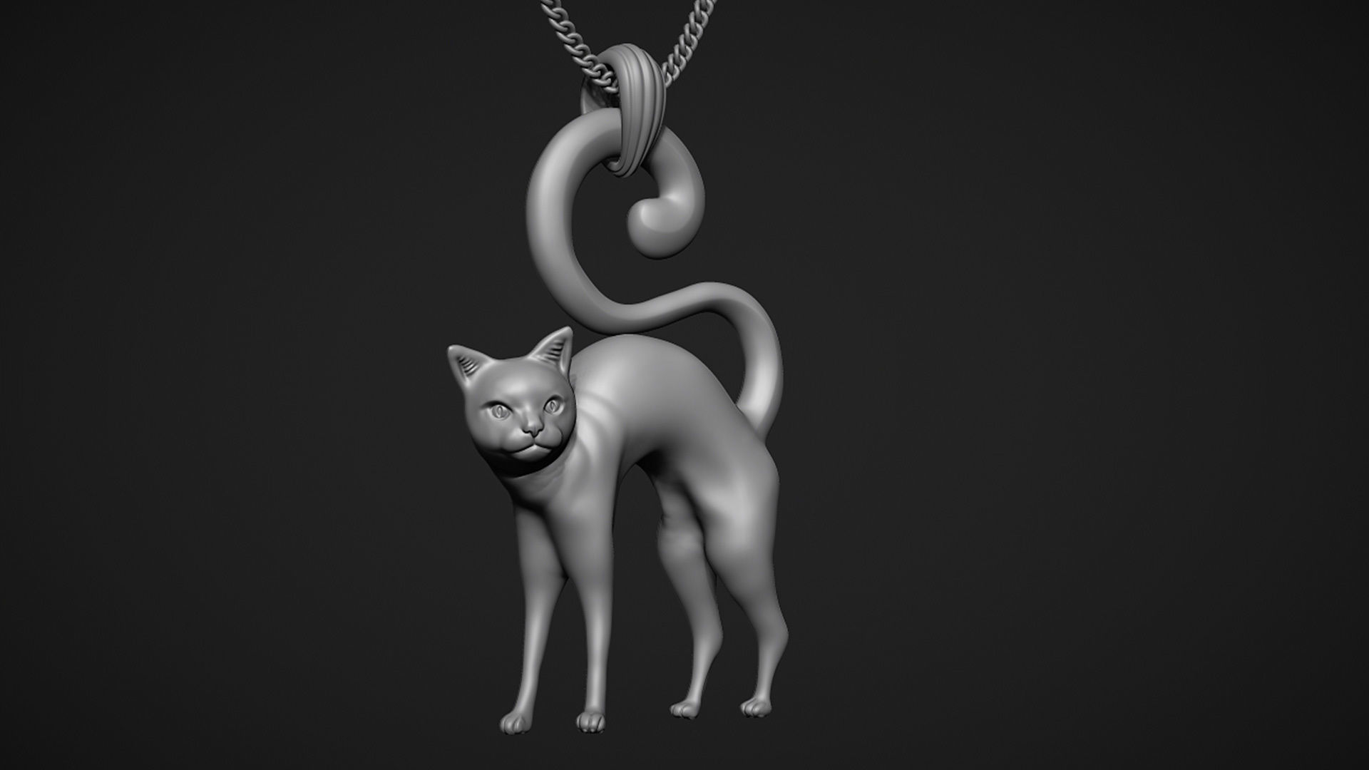 Cat Pendant 3D print model_5