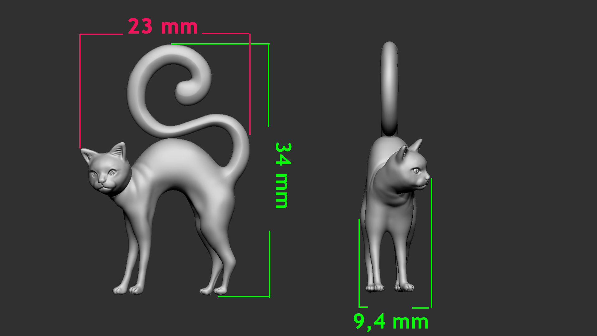 Cat Pendant 3D print model_11