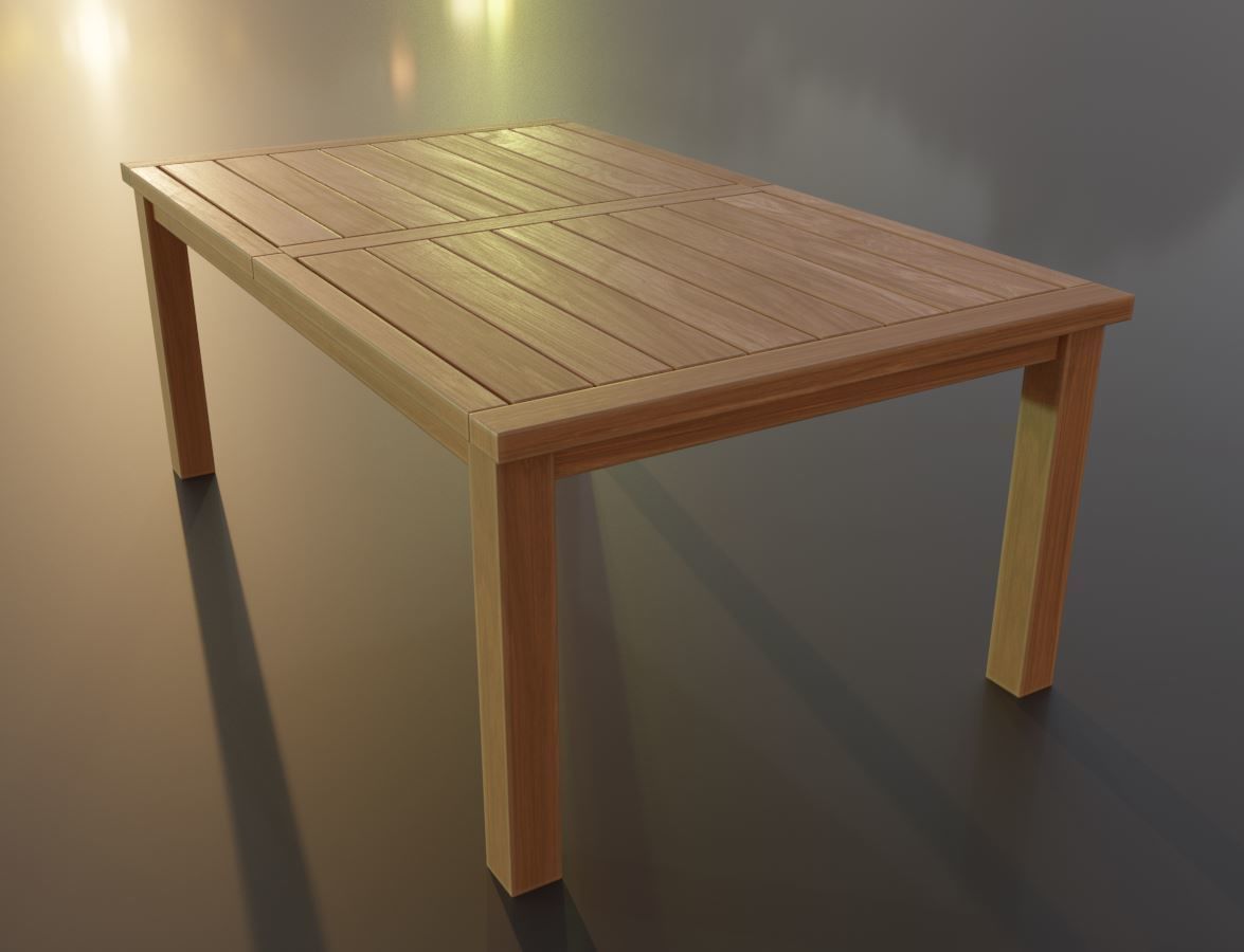 Rectangular Wood Table with Destruction Animations Low-poly 3D model_2
