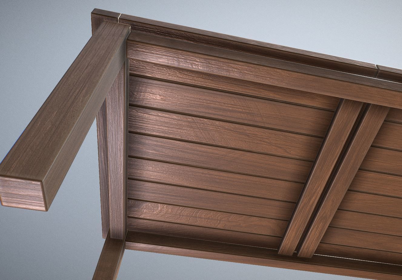 Rectangular Wood Table with Destruction Animations Low-poly 3D model_14