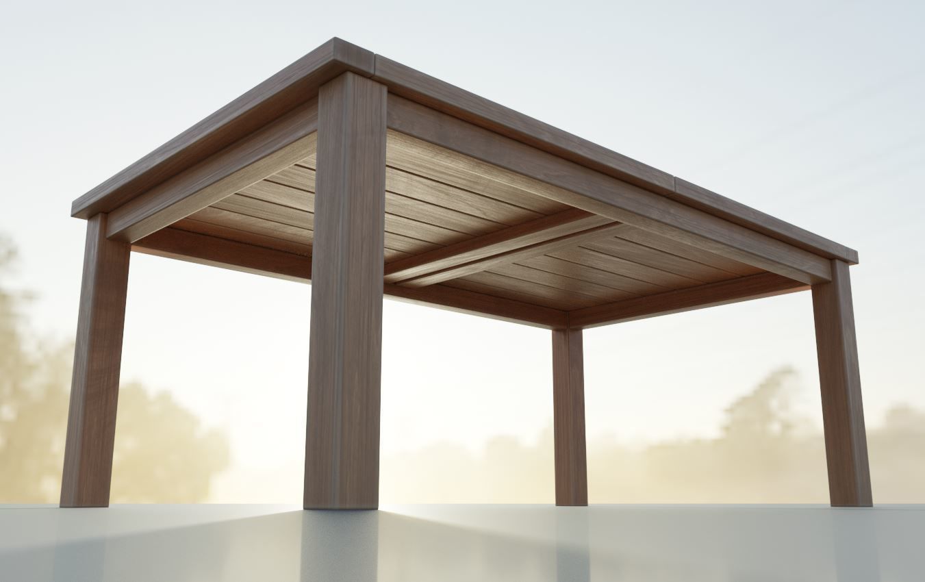 Rectangular Wood Table with Destruction Animations Low-poly 3D model_8