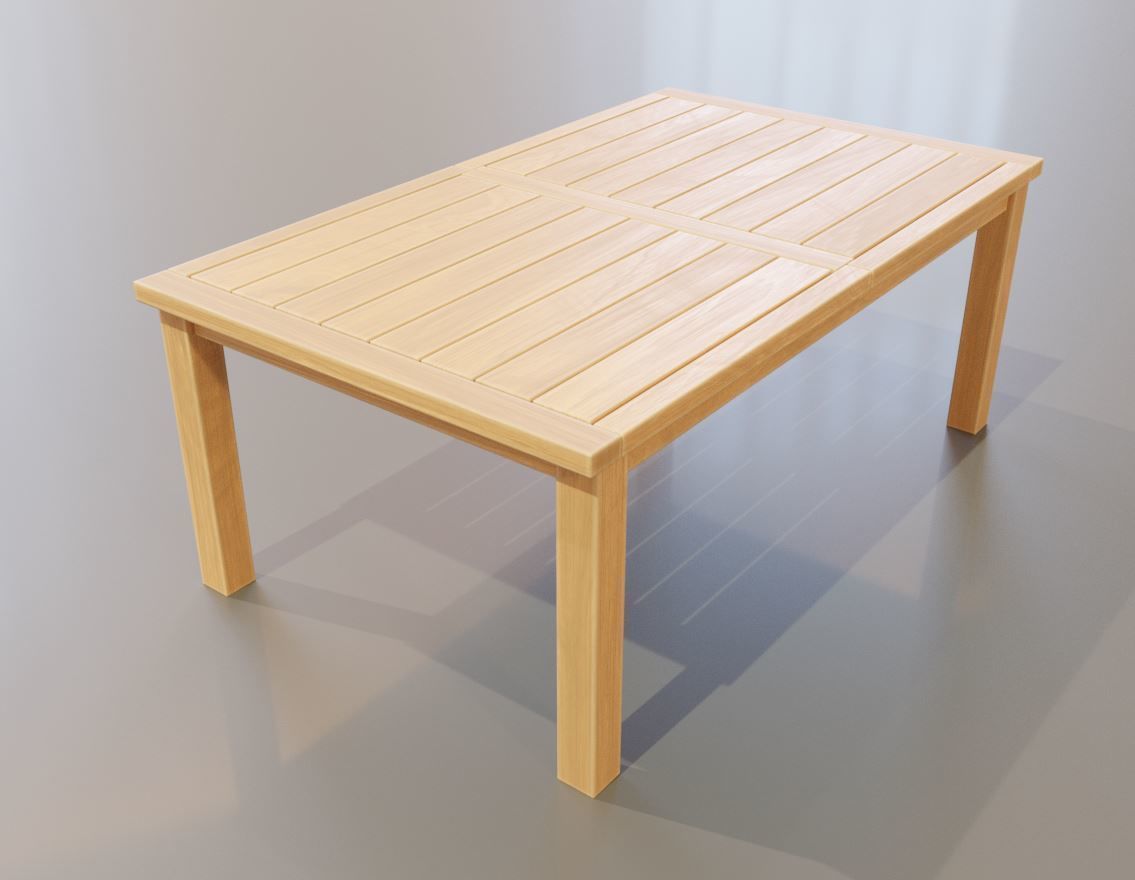 Rectangular Wood Table with Destruction Animations Low-poly 3D model_6
