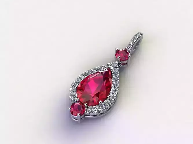 Pear pendant with round stones