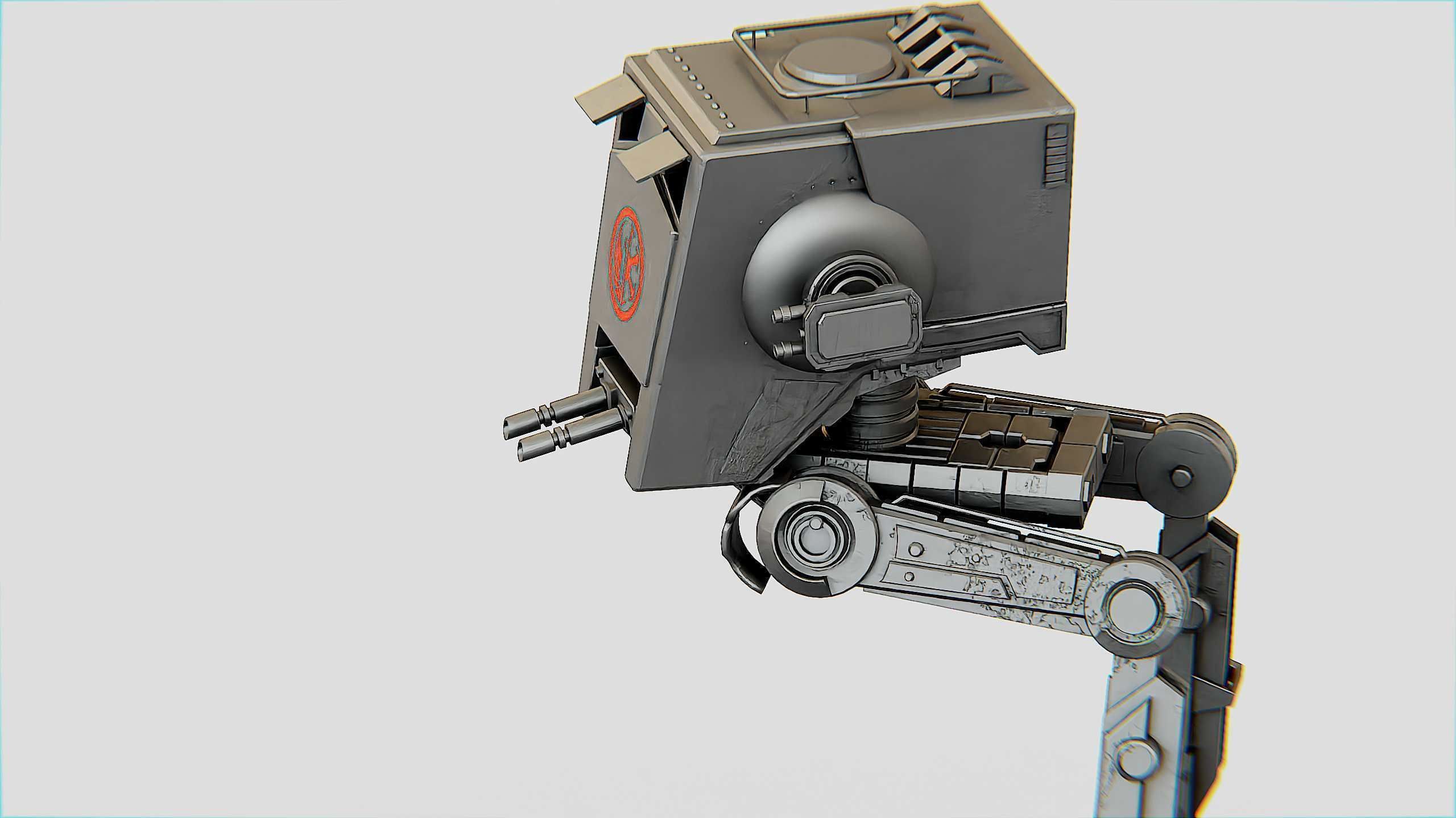 AT-ST WALKER Rigged for Unreal Engine - Unity - MIXAMO  3D model_25