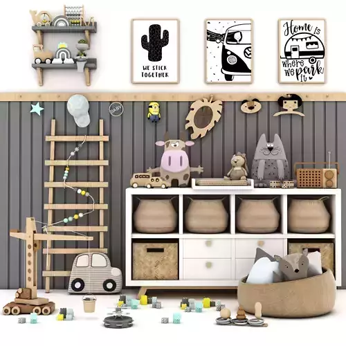 toys and furniture set Low-poly 3D model