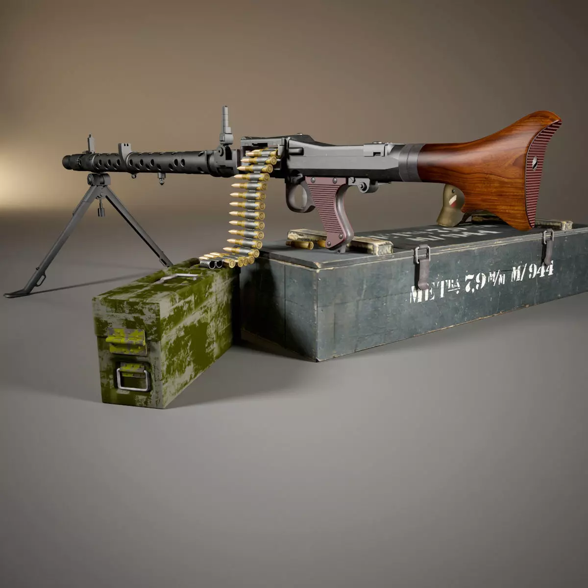 German MG-34 machine gun set 3D model_0