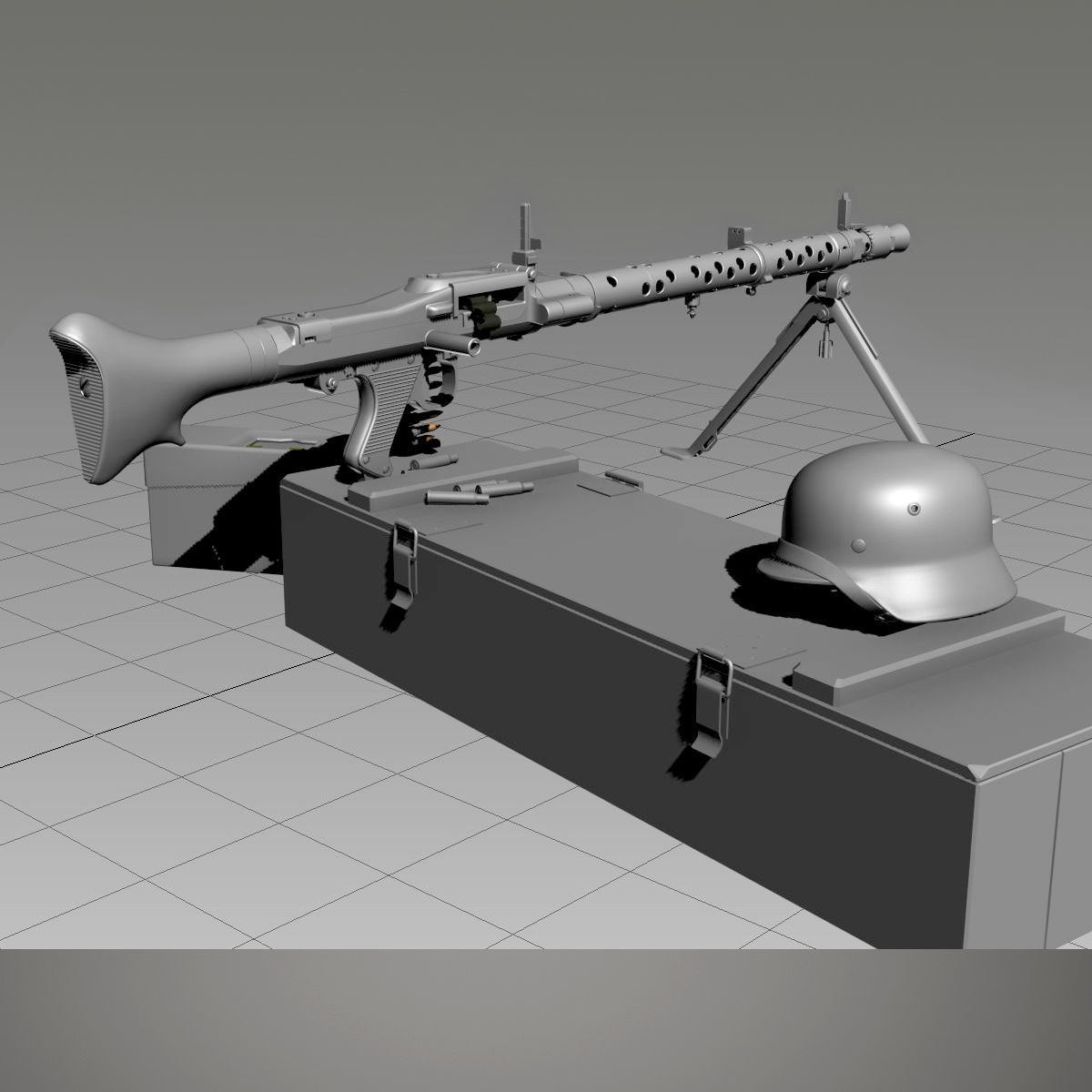 German MG-34 machine gun set 3D model_9