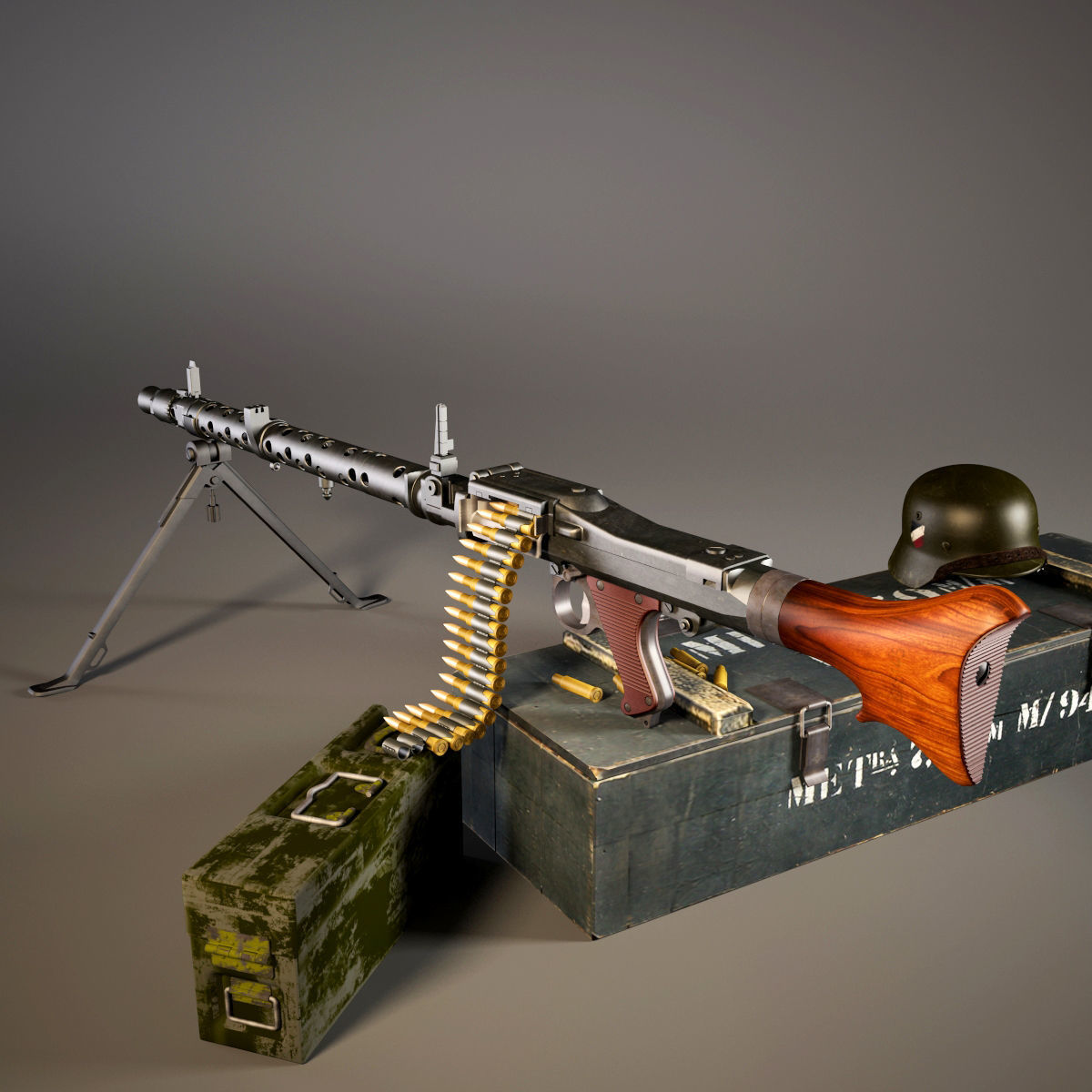 German MG-34 machine gun set 3D model_6