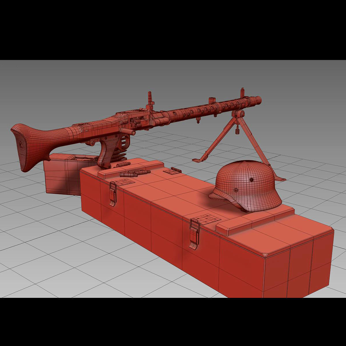 German MG-34 machine gun set 3D model_10