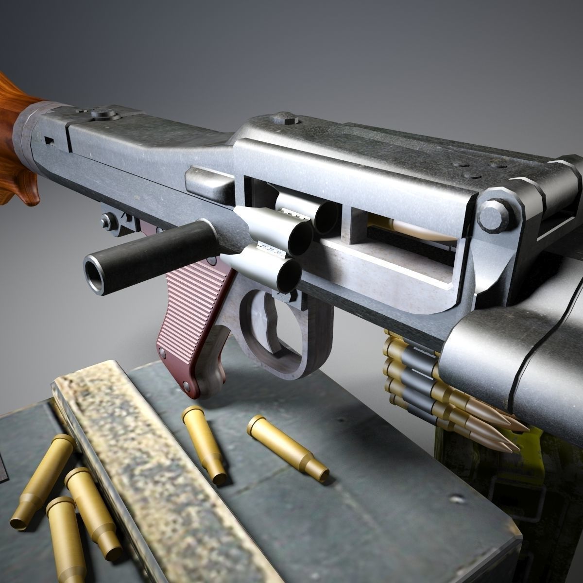 German MG-34 machine gun set 3D model_4
