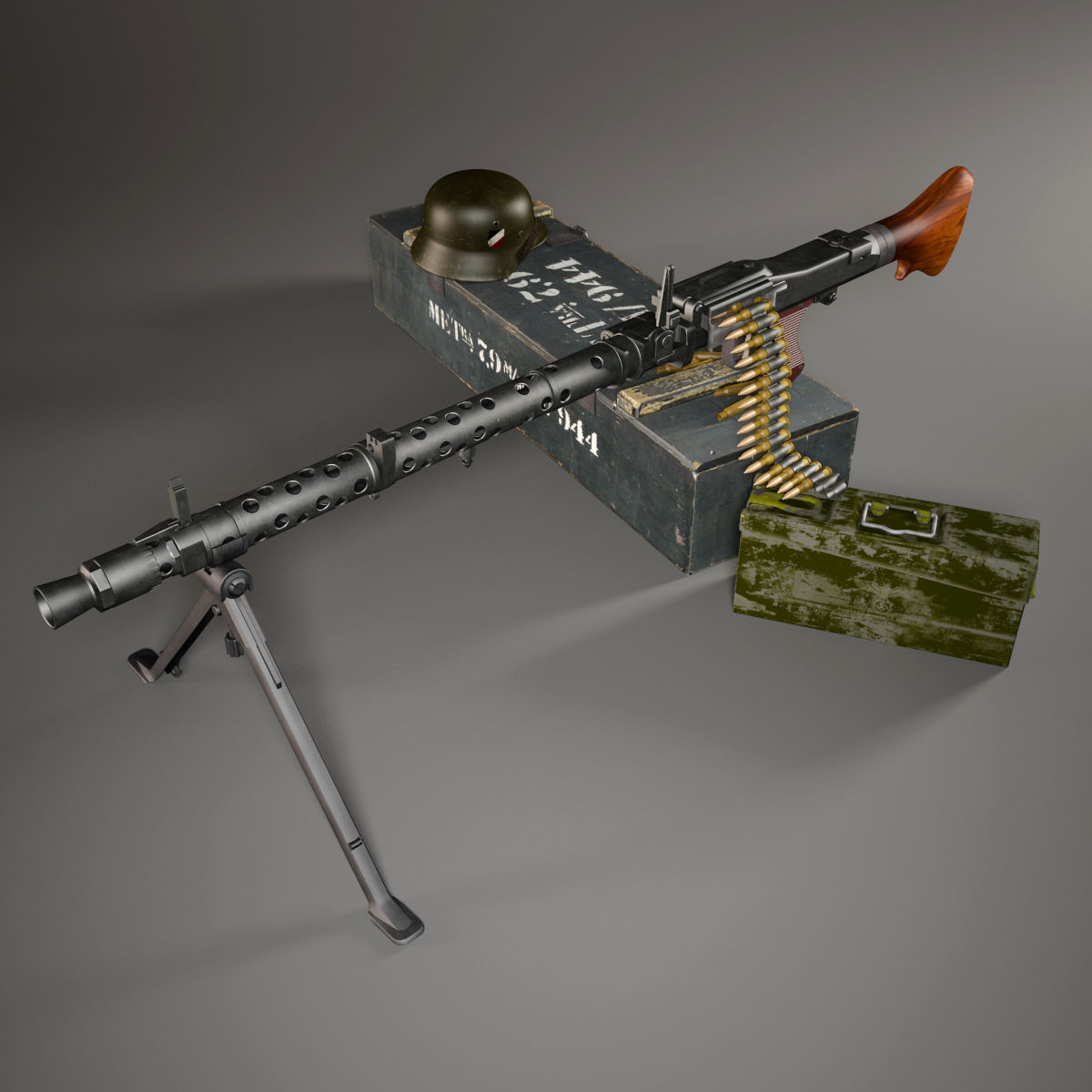 German MG-34 machine gun set 3D model_2