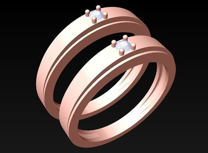 Wedding Rings - N230510 3D model 3D printable | CGTrader