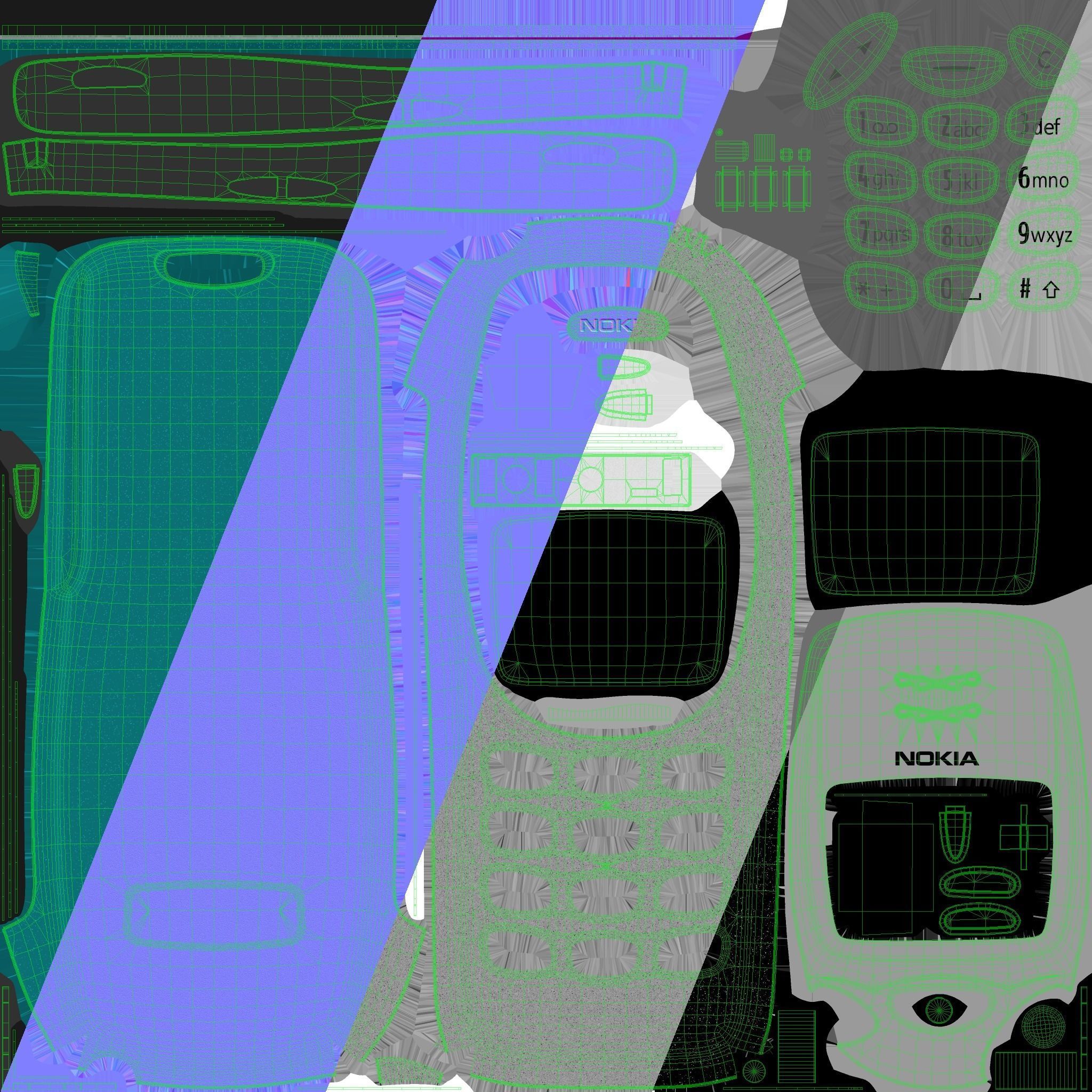 Nokia 3210 PBR Low-poly 3D model_27