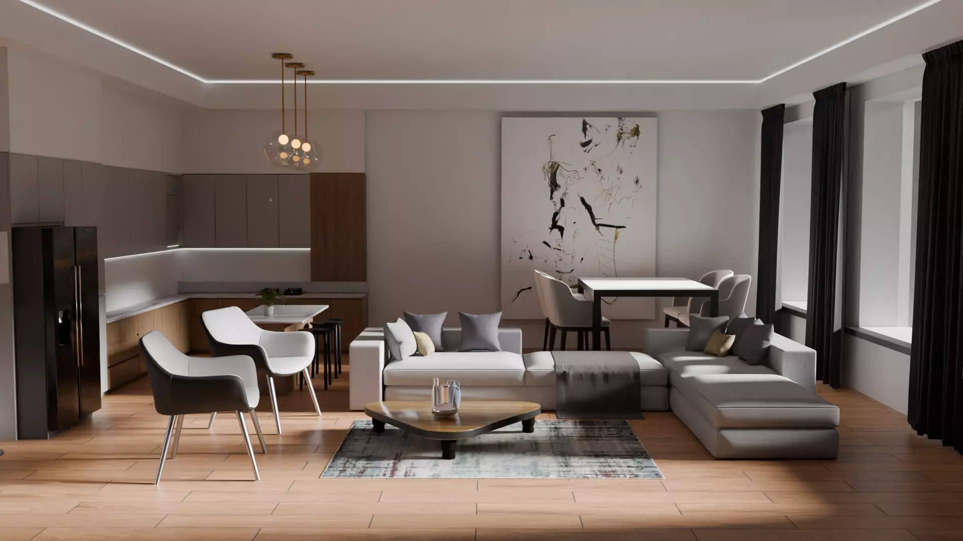 modern interior with a pleasant style 3D model_0