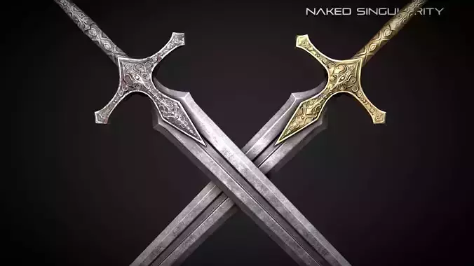 Nightfall Medieval dark fantasy Greatsword Low-poly 3D model