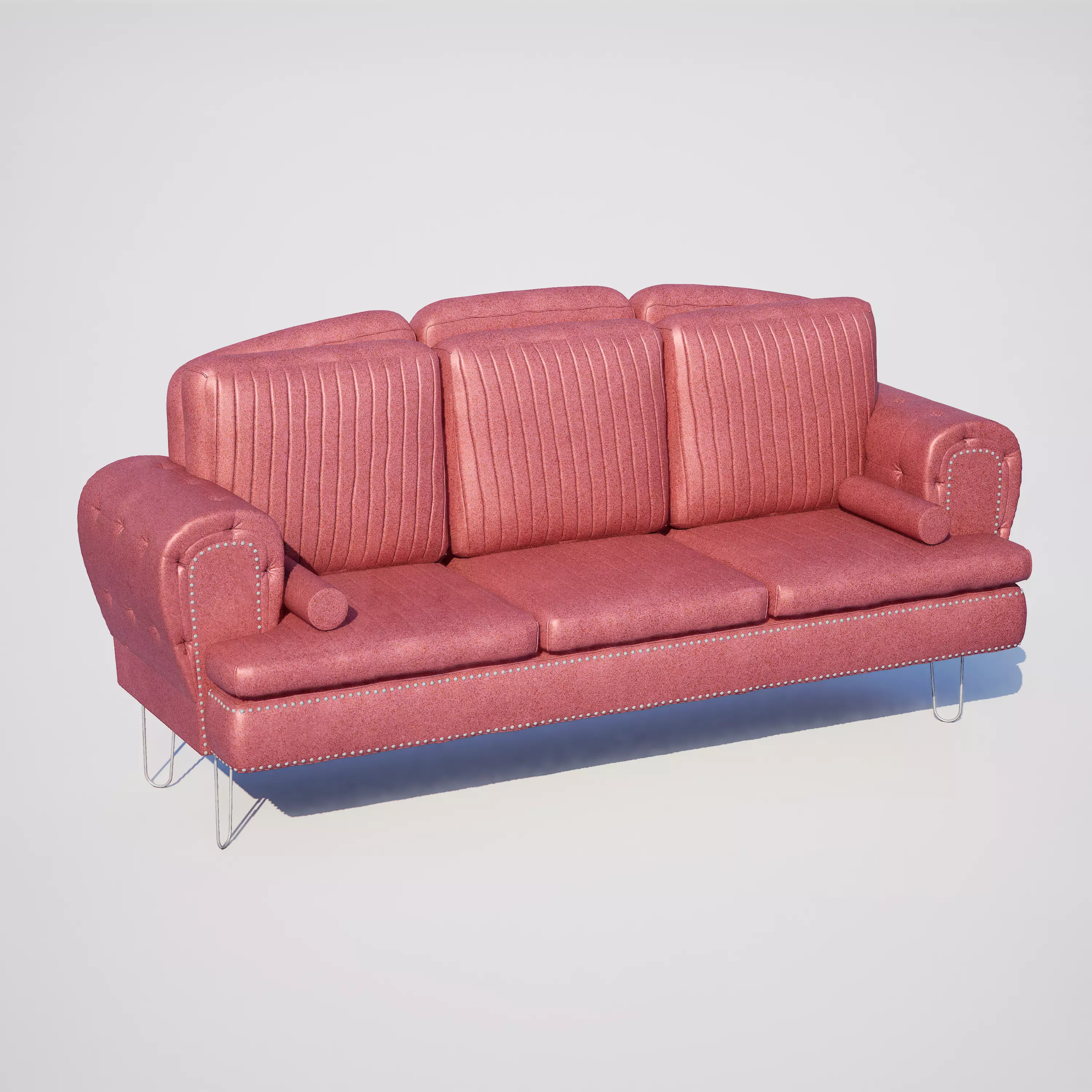 Red Retro Sofa 3D model_0