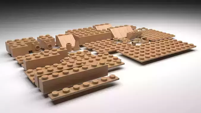 Wooden Lego Bricks Set