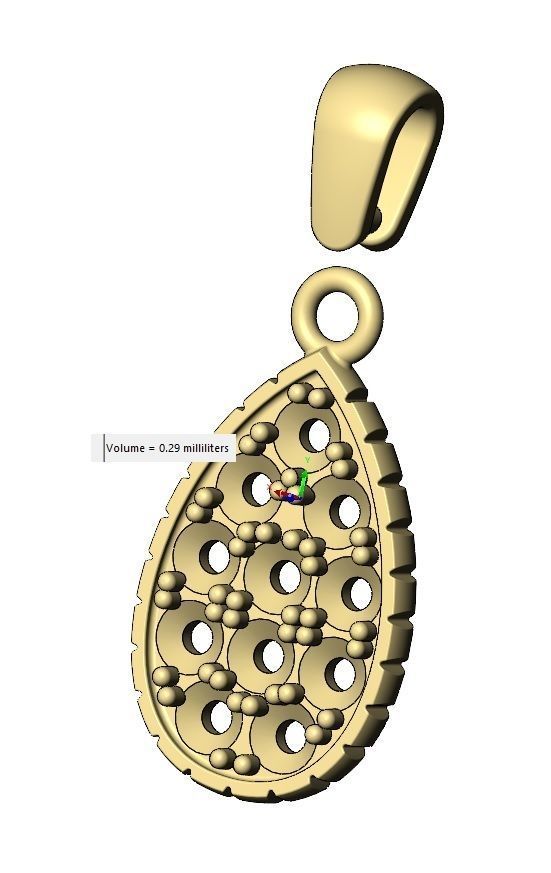 Fluted diamond almond pendant charm 3D print model_15