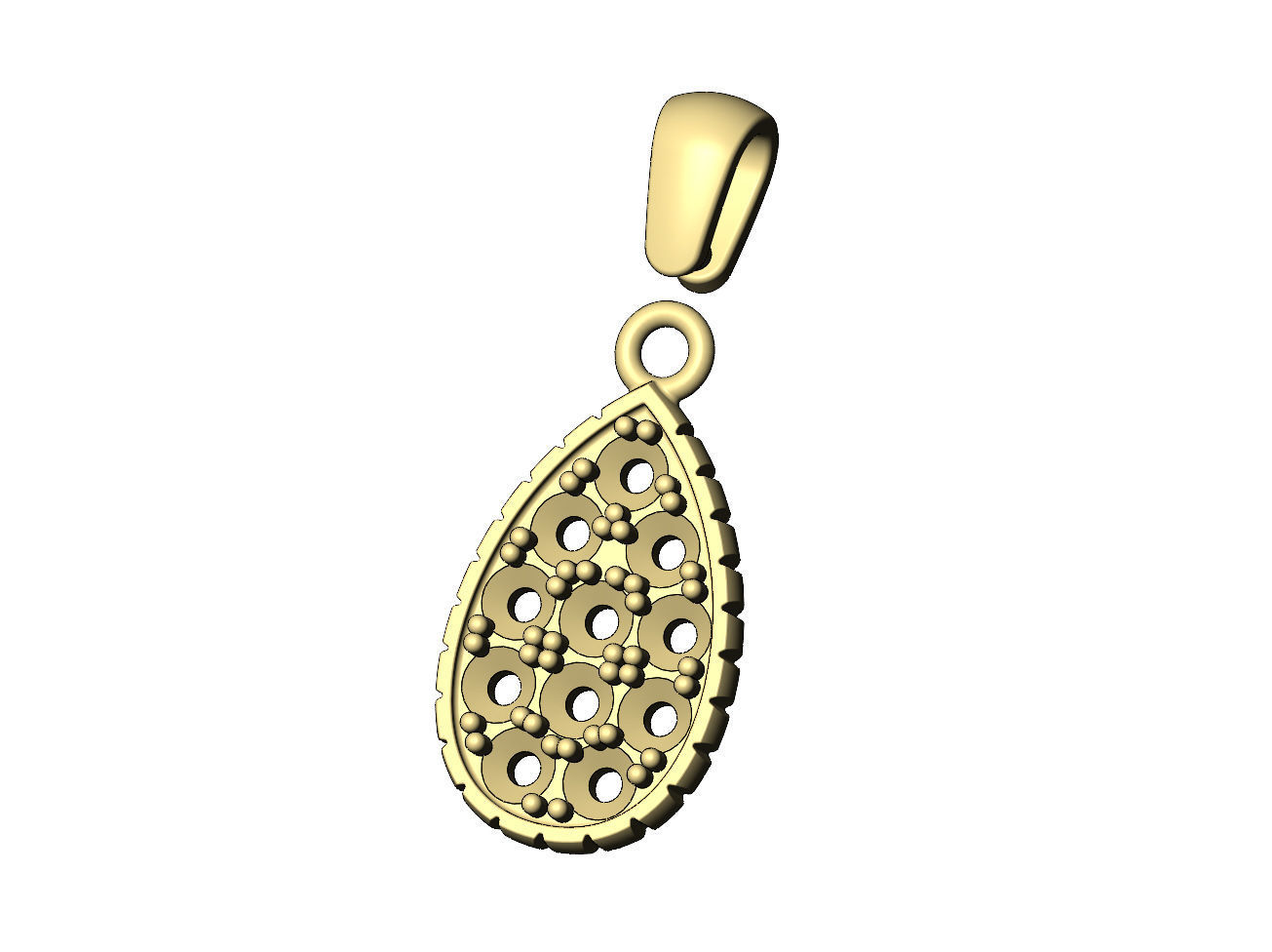 Fluted diamond almond pendant charm 3D print model_5
