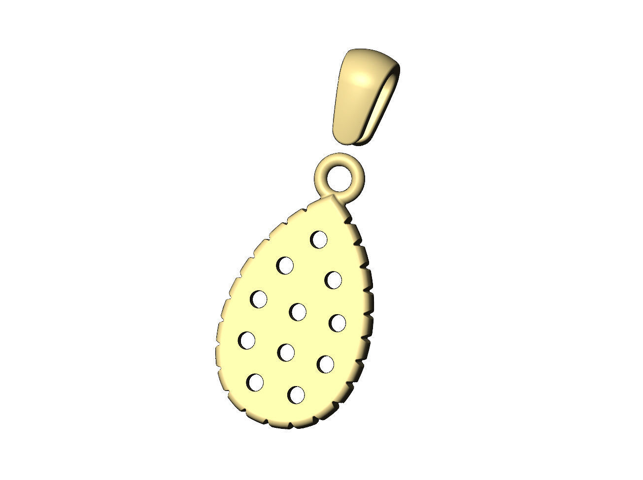 Fluted diamond almond pendant charm 3D print model_11