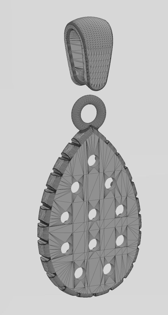 Fluted diamond almond pendant charm 3D print model_14