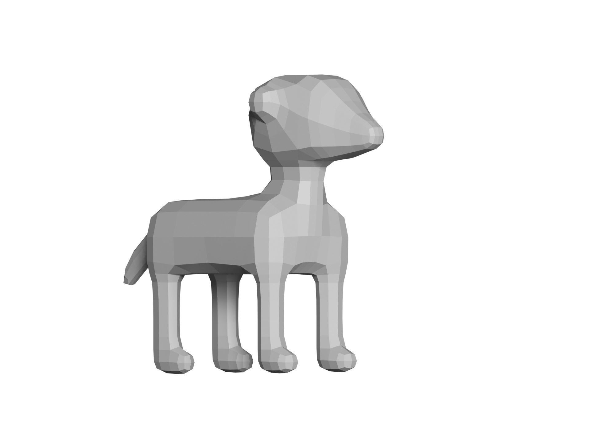 low poly dog Low-poly 3D model_2