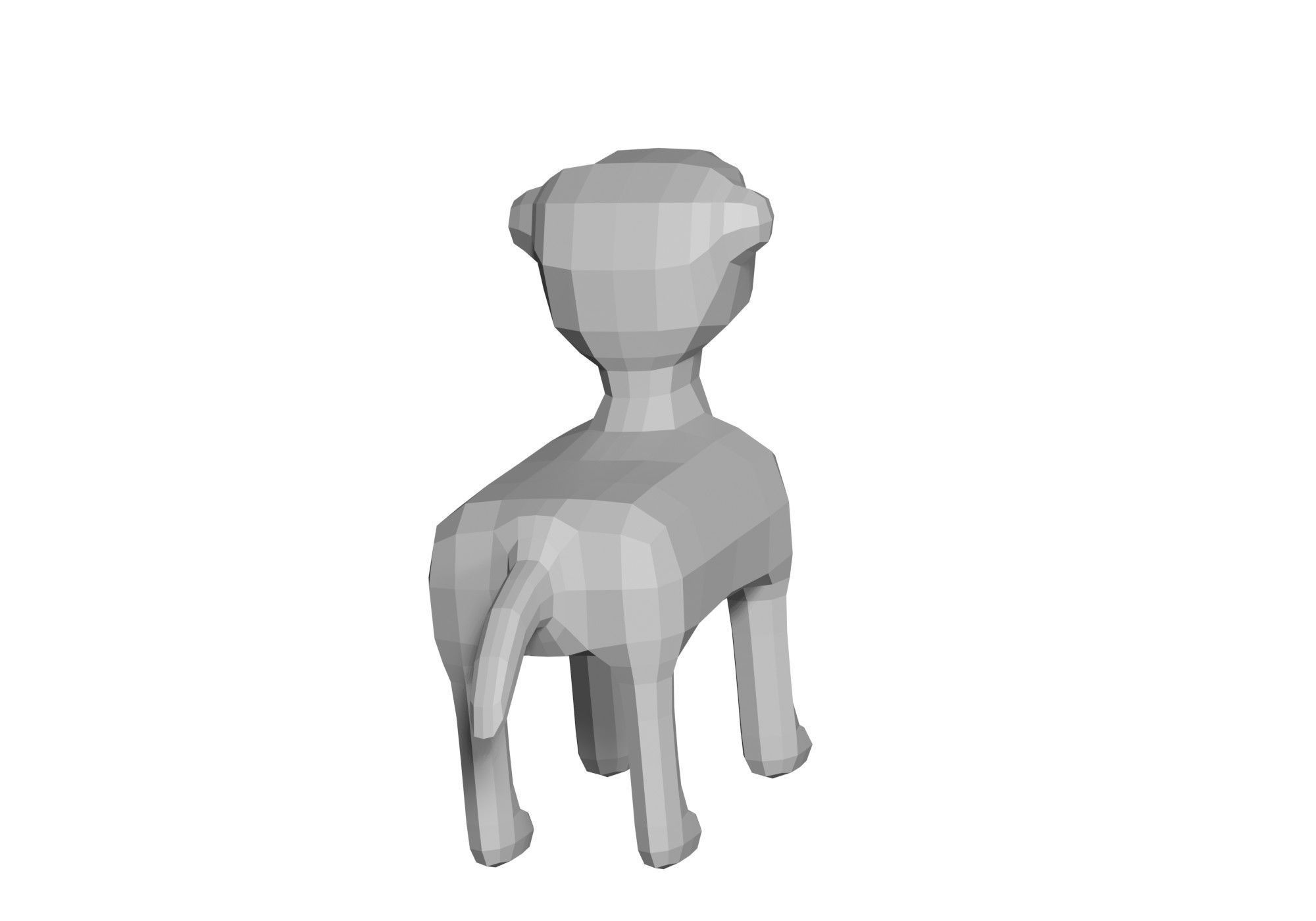 low poly dog Low-poly 3D model_5