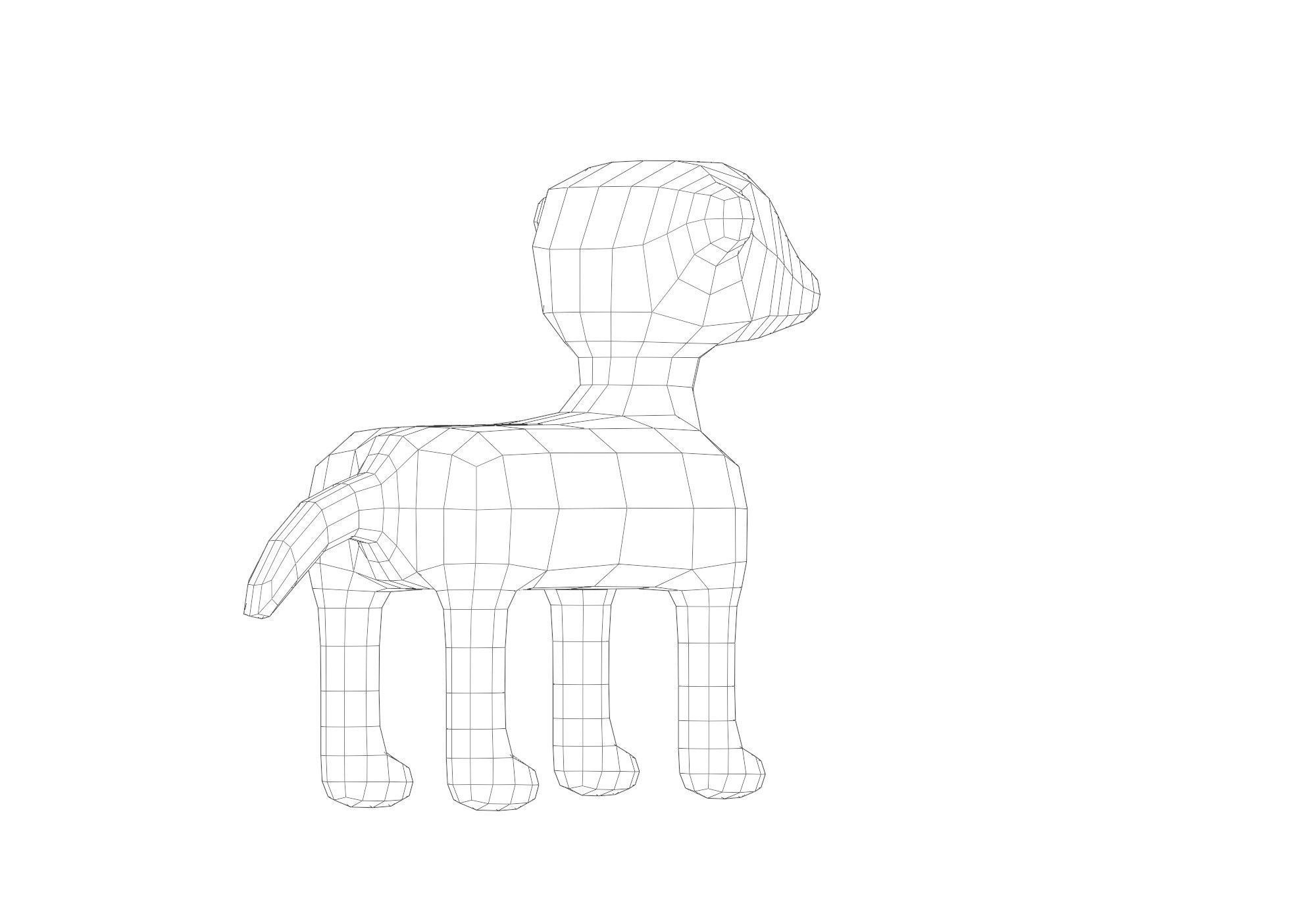 low poly dog Low-poly 3D model_10