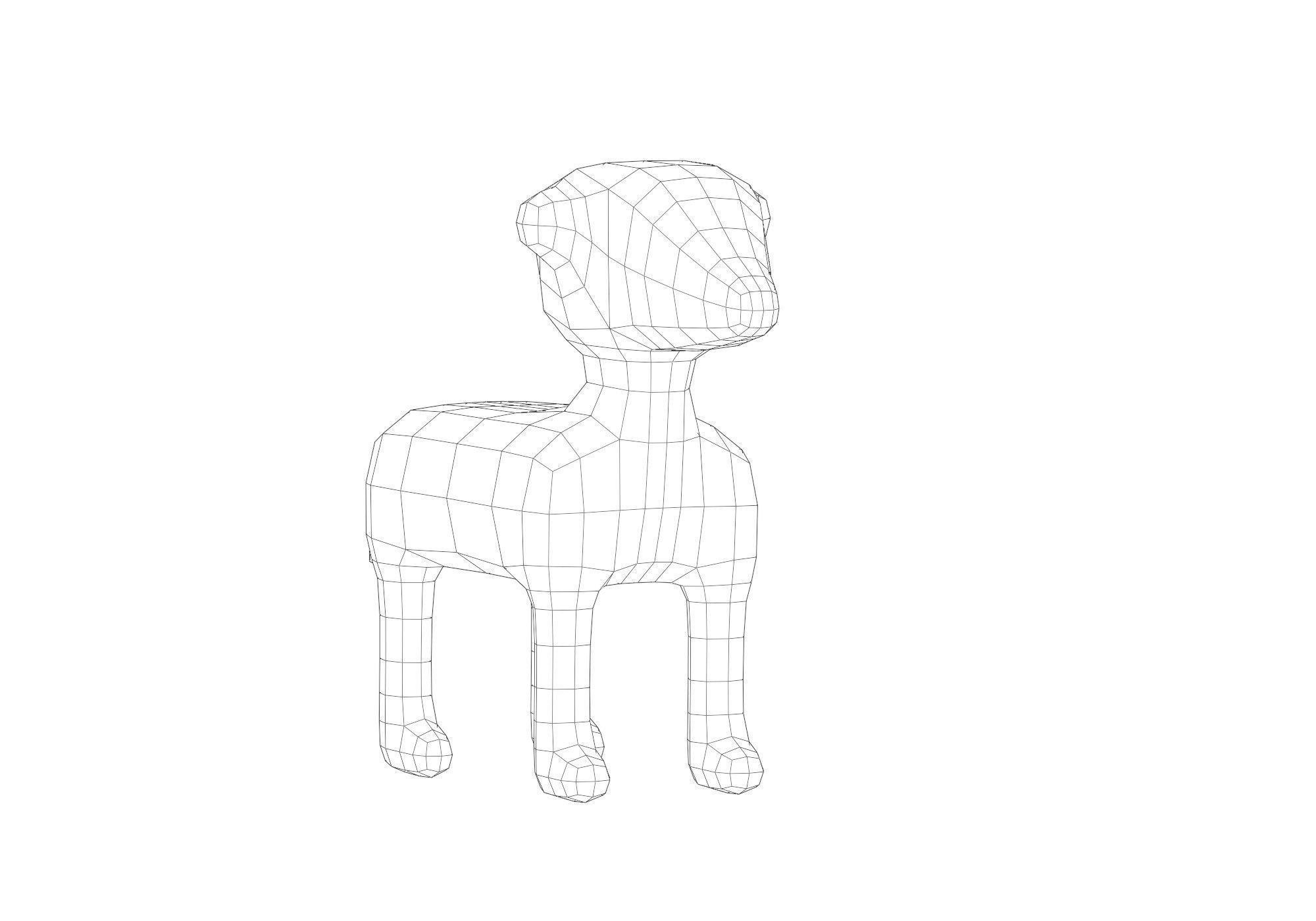 low poly dog Low-poly 3D model_6