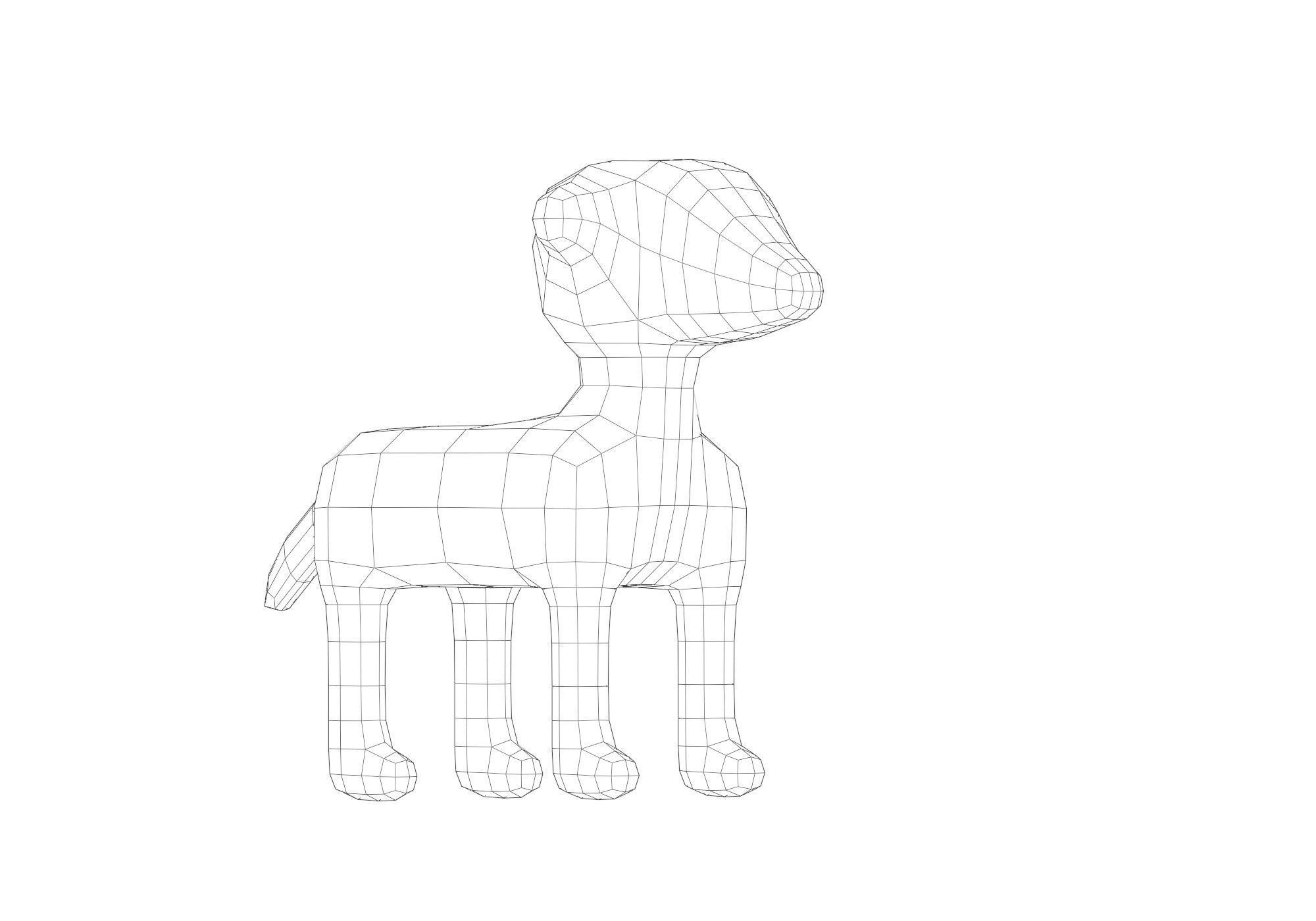 low poly dog Low-poly 3D model_8
