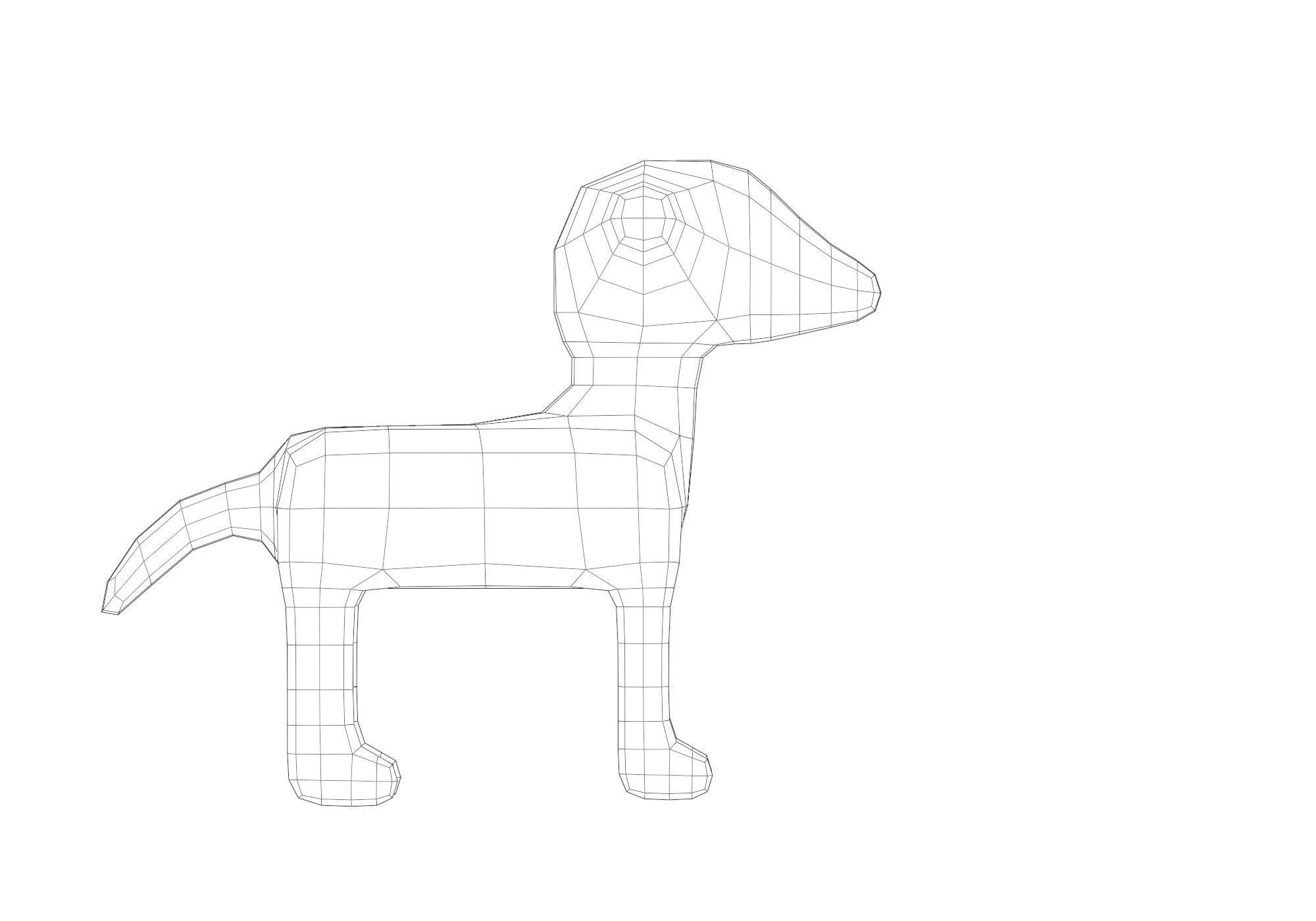 low poly dog Low-poly 3D model_9