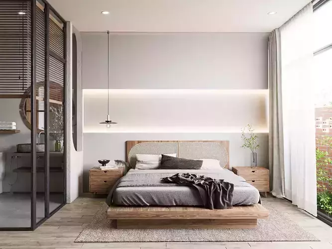 WABISABI Bedroom interior scene corona render