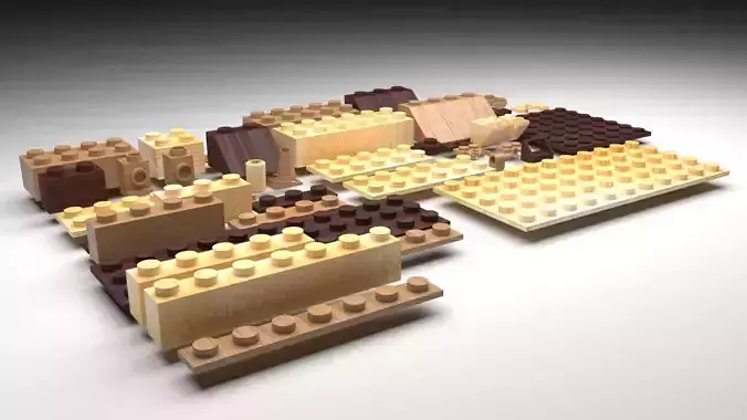 Wooden Lego Bricks Set