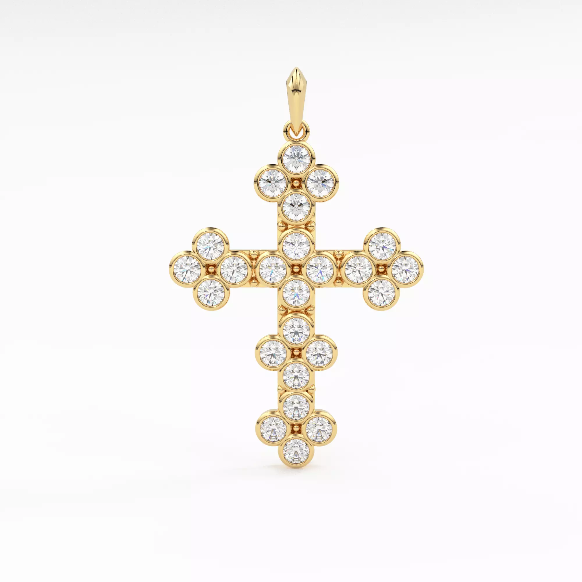 Cross Baptism Round Diamond Pendant Christianity Necklace 3D print model