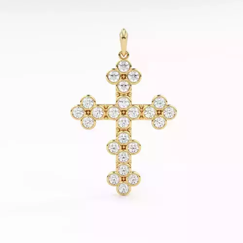 Cross Baptism Round Diamond Pendant Christianity Necklace