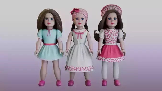 Dolls and their accessories Doll Clothes Set Low-poly 3D model