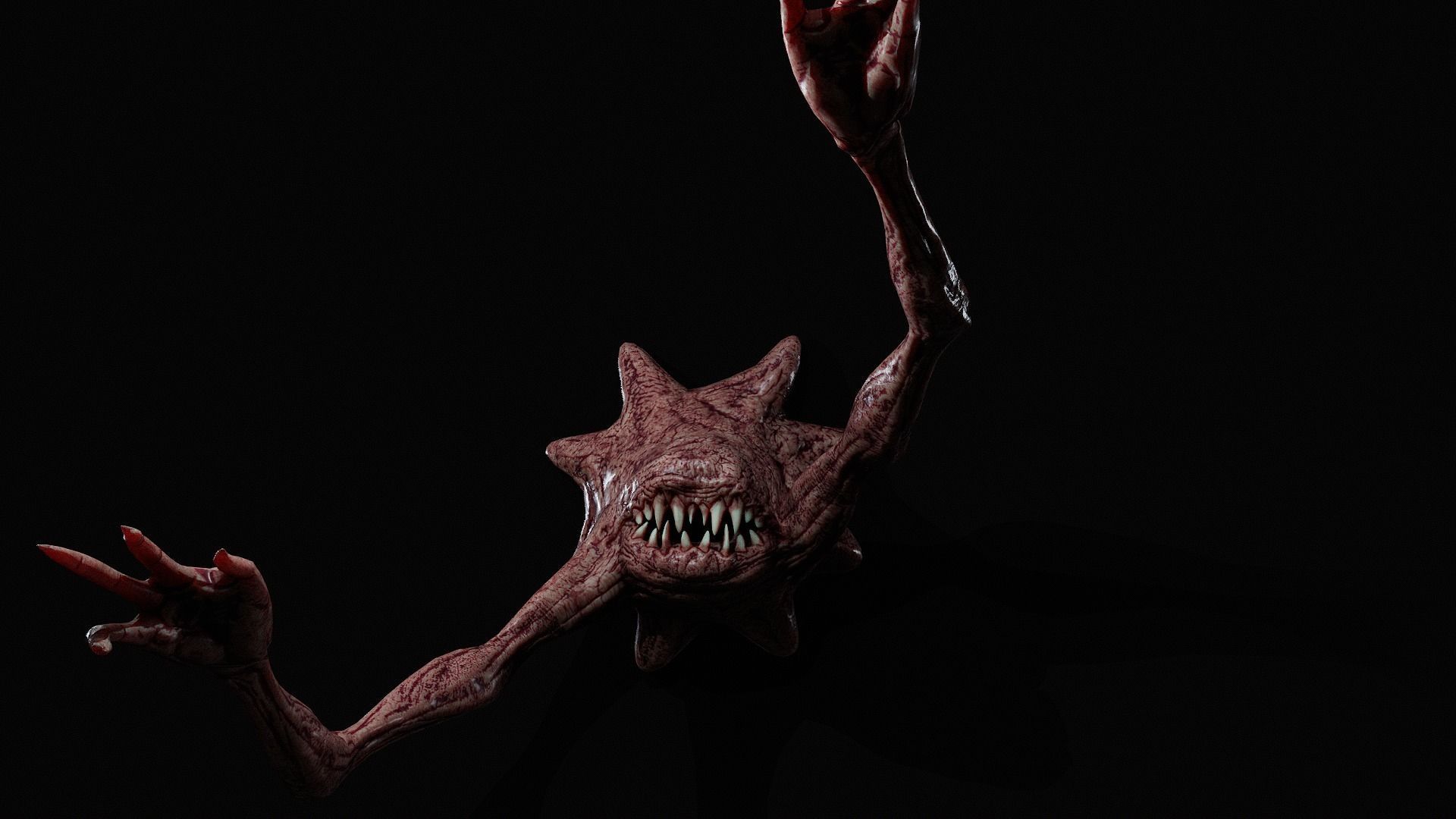 Wall monster Low-poly 3D model_5