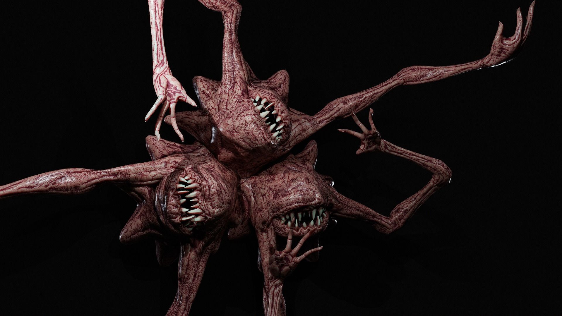 Wall monster Low-poly 3D model_2