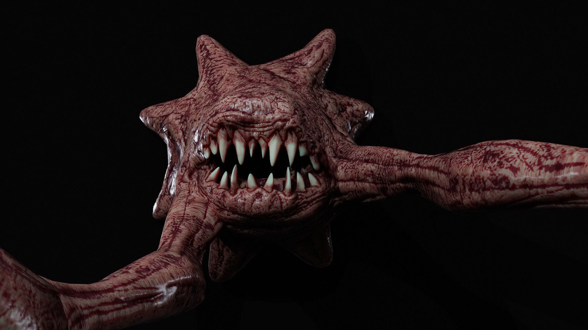 Wall monster Low-poly 3D model_3