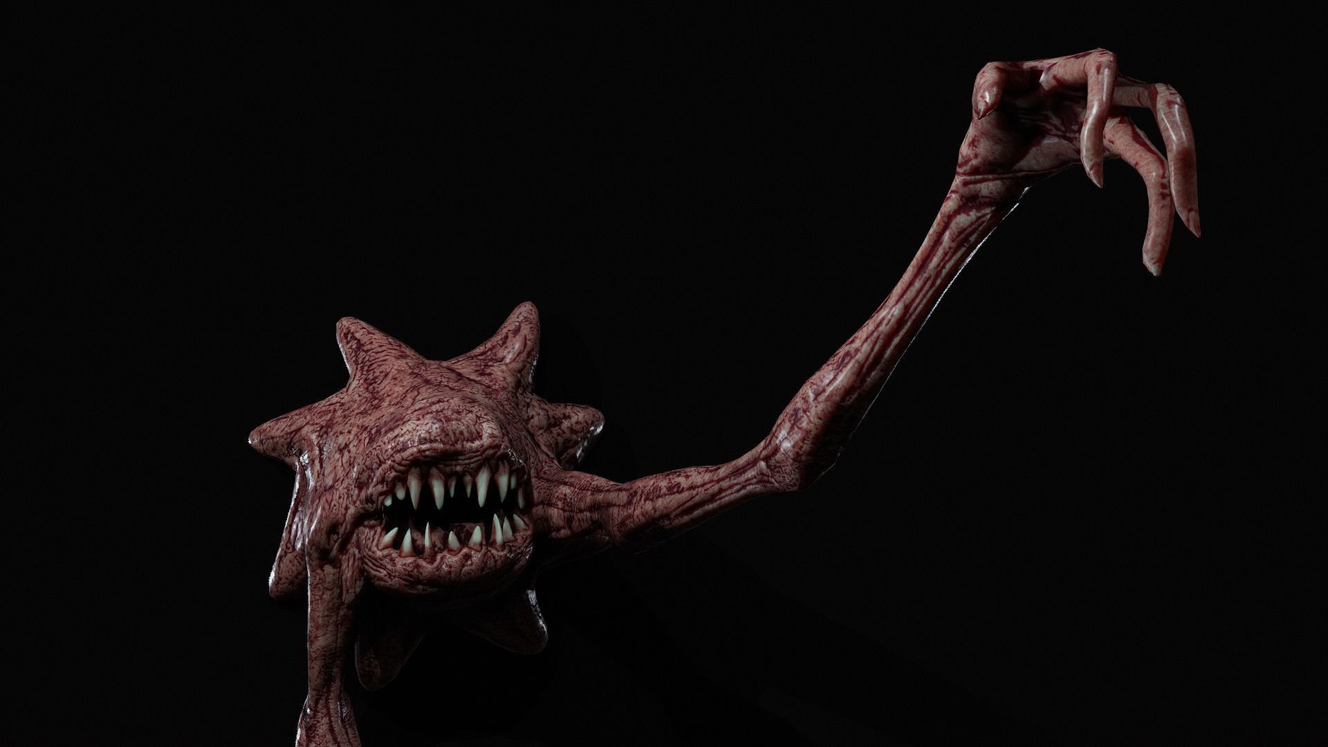 Wall monster Low-poly 3D model_6