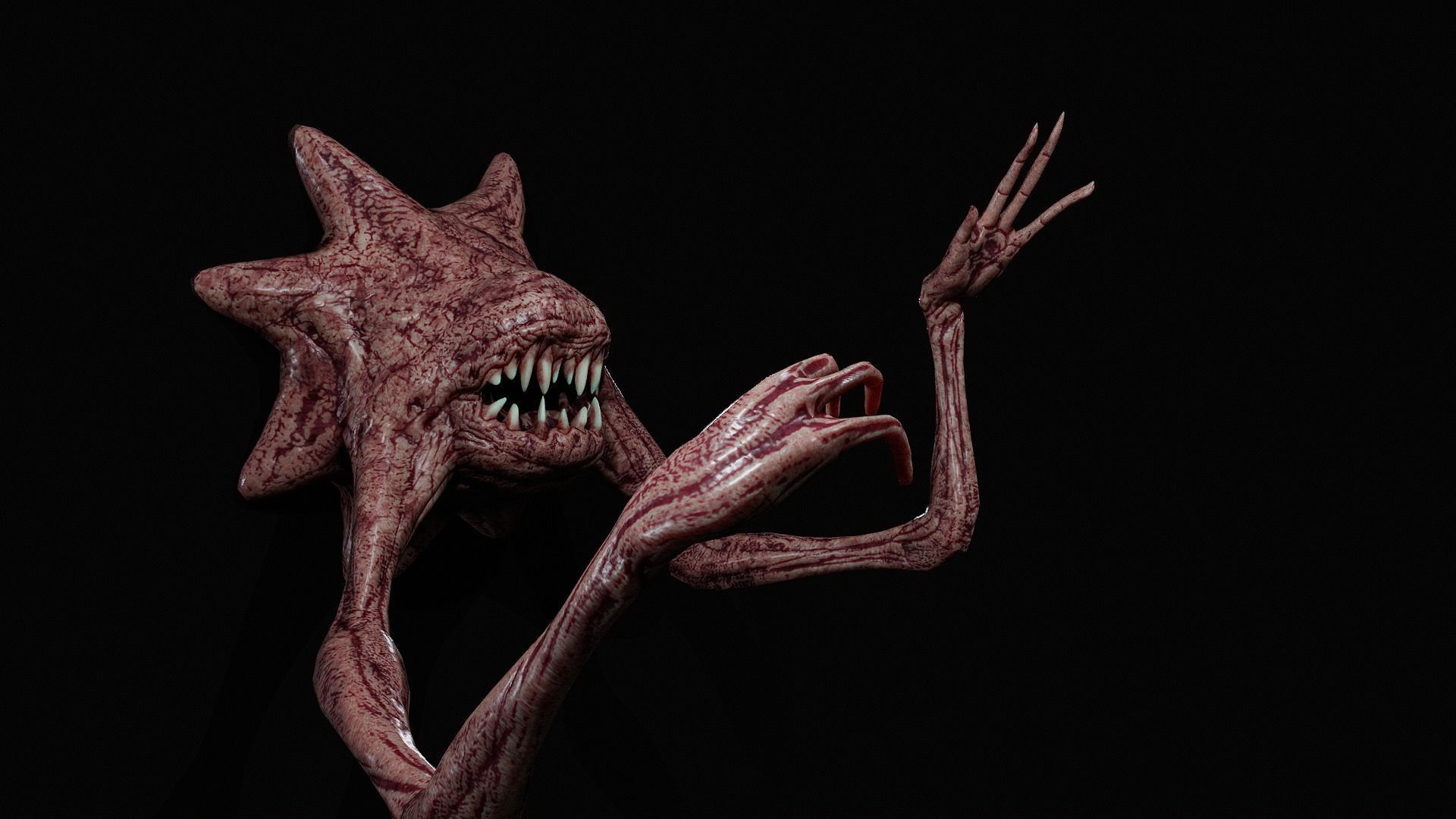 Wall monster Low-poly 3D model_4