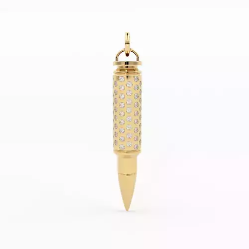 Bullet Round Diamond Pendant Ammunition Necklace 3D print model