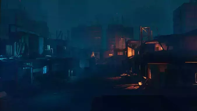 Future Slums Abandoned-Post-ApocalypticDistrict Low-poly 3D model