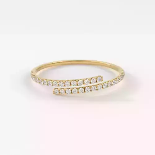 Diamond Bypass Open Stackable Ring Bridal Wedding Zircon Band