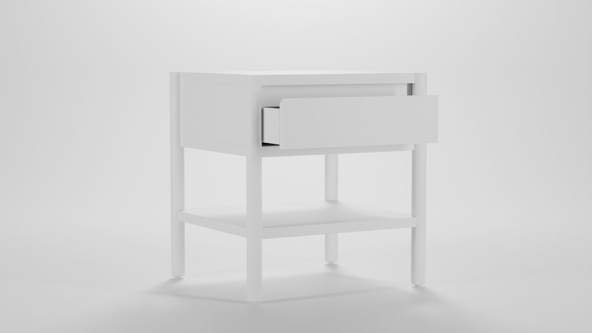 Monarch One Drawer Nightstand Low-poly 3D model_2