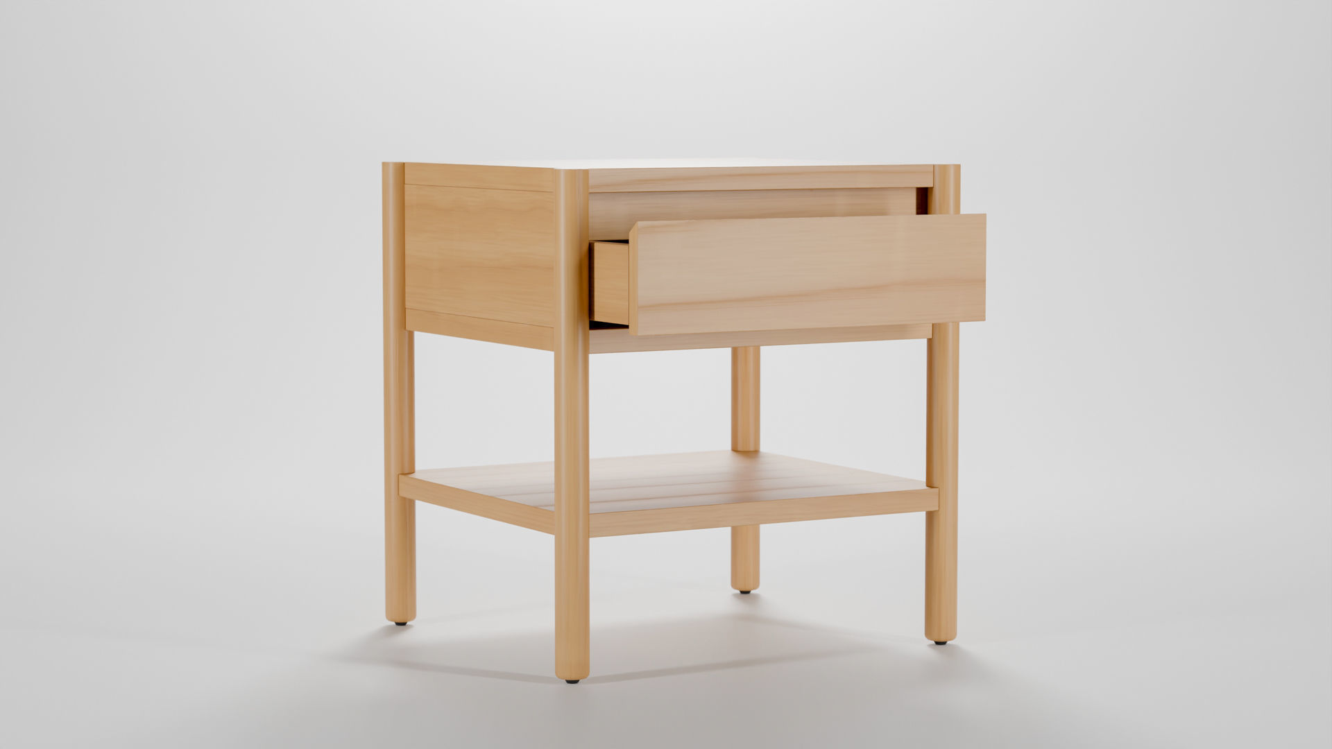 Monarch One Drawer Nightstand Low-poly 3D model_1