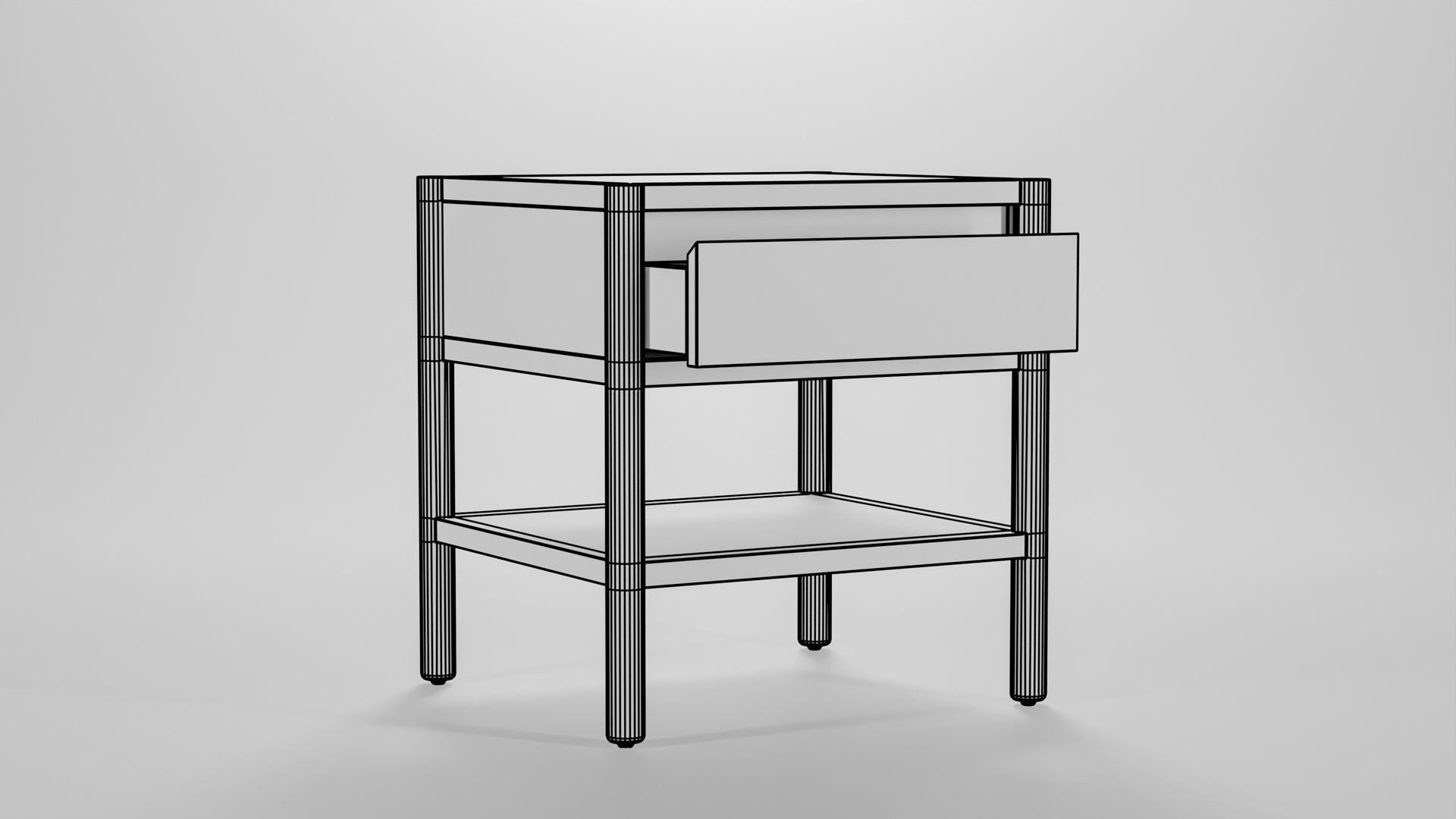 Monarch One Drawer Nightstand Low-poly 3D model_3