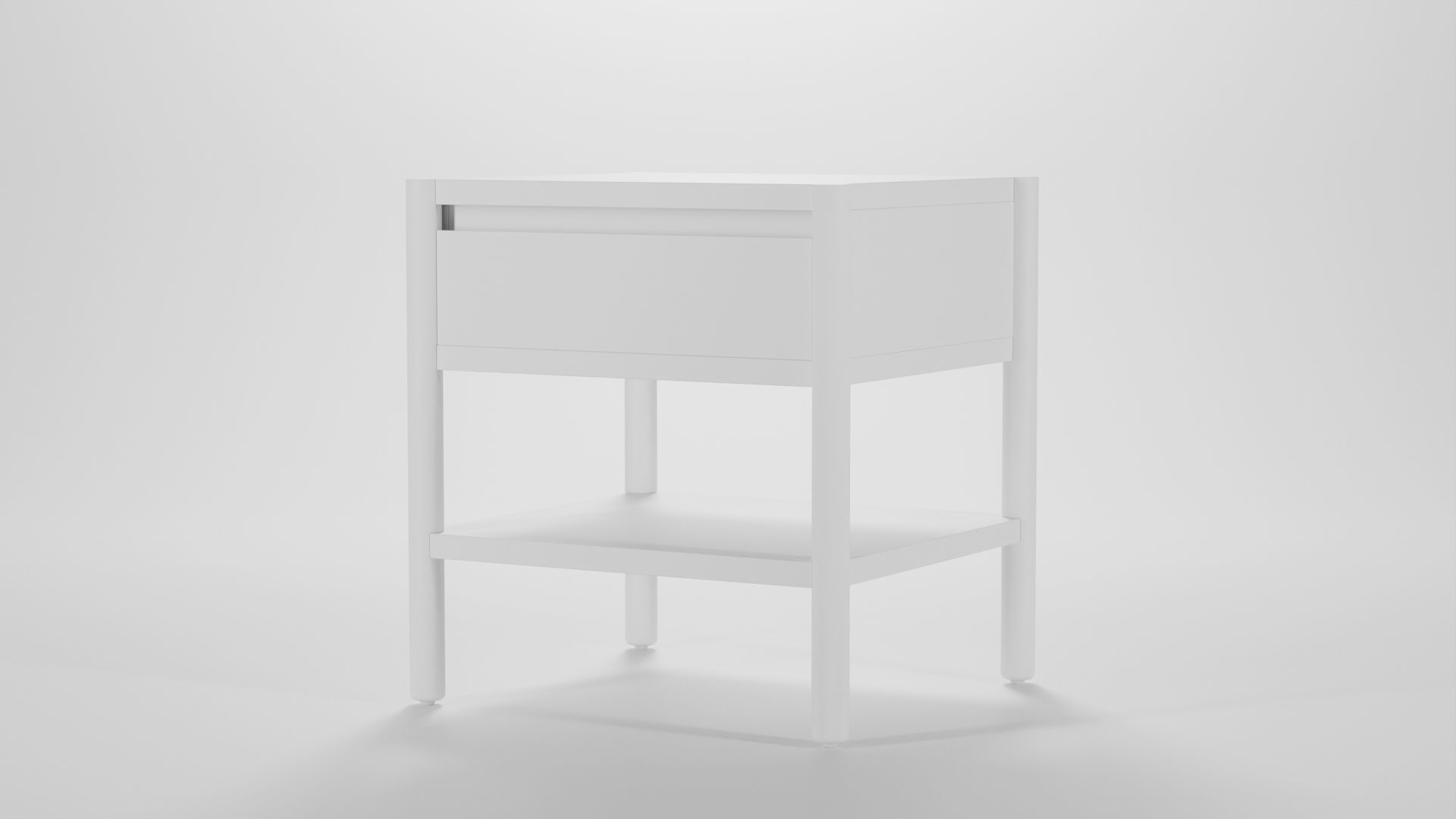 Monarch One Drawer Nightstand Low-poly 3D model_7
